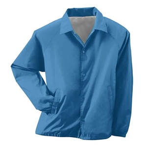 Veste de coach en nylon vierge avec logo personnalisé, saison hivernale, logo imprimé à l'écran, veste brodée, couleur noire - Product Image 5