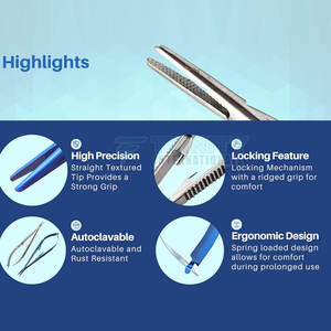 Portaagujas Castroviejo de Alta Precisión, 140 mm, Punta Recta, Acero Inoxidable, Instrumento de Microcirugía para Hospital - Product Image 4