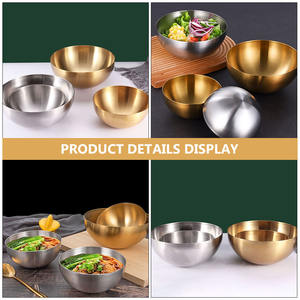 ชามเสิร์ฟอาหารทำจากโลหะสีทองดีไซน์ทันสมัยสำหรับยึดซุปสลัดก๋วยเตี๋ยวธัญพืชพาสต้าข้าวชามเสิร์ฟอาหาร - Product Image 3