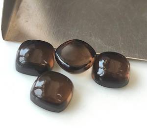 Vente en gros de cabochon coussin en quartz fumé naturel 4mm-40mm dos plat en vrac pierre précieuse marron fabrication de bijoux jeu de couleur - Product Image 3
