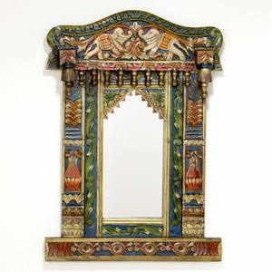 Espejo de madera recuperada de concha marina de nogal tallado a mano, marco de fotos personalizable, frente de cristal, decoración del hogar, arte de pared de salón único - Product Image 1