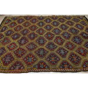 Turkish Large Rug, 6.2x10.2 ft Vintage Rug, <b>Red</b> Check <b>Wool</b> Rug - Product Image 4