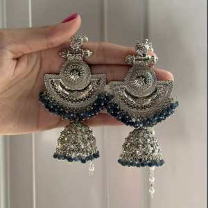 Juego de pendientes de latón antiguo afgano hechos a mano con Turquesa, joyería de mujer de alta calidad, chapado oxidado - Product Image 3