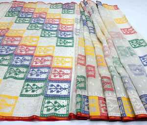 Nouveau Design Deshi Dhakai ROUGE Jamdani Sharee Qualité Exportation pour Femmes JAMDANI TISSU Bleu VERT Doré Bleu Ciel du Bangladesh - Product Image 3