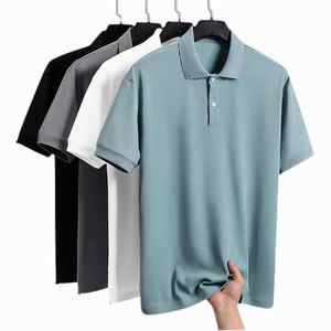 Polo de golf personalizado de alta calidad para hombre, camisetas de punto de manga corta con patrón sólido, algodón, poliéster, bordado, logotipo impreso - Product Image 6