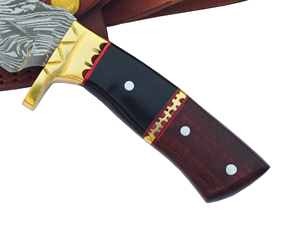 มีดสกินเนอร์เหล็กดามัสกัสทำด้วยมือพร้อมแตรทองเหลือง & ที่จับไม้มีดล่าสัตว์เหล็กกล้าคาร์บอนสูง - Product Image 2