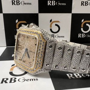 Montre automatique à quartz de luxe Hip Hop entièrement personnalisée en acier inoxydable avec diamant Moissanite certifié IGI VVS pour hommes - Product Image 2