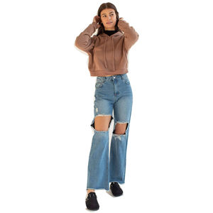 Sudadera Corta con Capucha Extra Grande para Mujer, Diseño Sólido con Logotipo Frontal, Informal, para Otoño e Invierno, Servicio OEM - Product Image 1