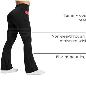 Women's <b>Flare</b> <b>Leggings</b> High Waist Stretch Fabric Wide Leg Yoga Pants Breathable Eco-Friendly Spandex/Nylon Custom Activewear - Product Image 5