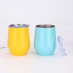 Gobelet à vin sans pied en acier inoxydable de 320 ml avec couvercle, revêtement coloré, forme œuf, vente en gros directe usine professionnelle - Product Image 2