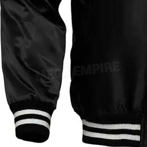 Chaqueta de bombardero de satén con capucha para hombre personalizada profesional cuello alto secado rápido transpirable nuevo diseño de moda de invierno logotipo frontal - Product Image 5