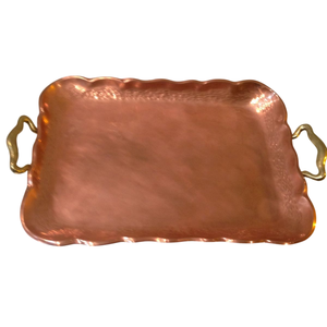 Handcrafted Copper Serving <b>Tray</b> Rectangular <b>Tea</b> & Coffee <b>Tray</b> <b>With</b> Brass <b>Handle</b> Vintage Look 100% Pure Copper Decorative Platter - Product Image 6