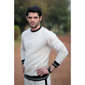 KIATE Winter Crew Neck Pullover Sweatshirt XS-XL Anti-Wrinkle Anti-Shrink Solid Pattern <b>Printed</b> Hoodie Knitted Fabric Plain Dye - Product Image 2