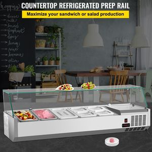 LIVRAISON GRATUITE Station de préparation électrique de condiments de 55 pouces avec table à sandwich de 13,8 litres, 3 bacs de 3 1/3 po et 4 bacs de 4 1/6 po, bar à salades 150W 30 - Product Image 4
