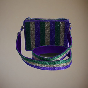 Sac à bandoulière élégant multicolore perlé fermeture éclair motif géométrique carré à la mode directement fournisseur indien pour les filles du collège - Product Image 3