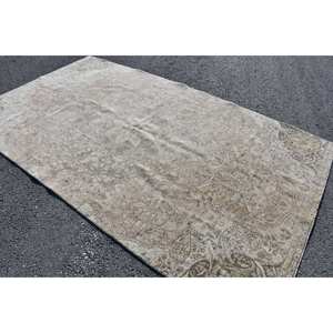 Alfombra turca de lana Vintage, tejido plano de retales verde beige, 5,6x9,9 pies, alfombra para sala de estar con respaldo de látex para decoraciones - Product Image 2