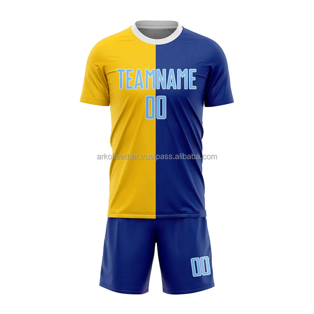 Uniforme de football de couleur jaune et bleue pour l'équipe de club produit de vente chaud uniforme de vêtements de football de sport pour hommes