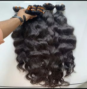 Vague d'eau vierge indienne du temple brut 100% Double dessiné pour la trame de génie non traitée cuticule alignée cheveux humains vague profonde lâche - Product Image 4