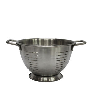 Ustensiles de cuisine Passoire ronde en acier inoxydable avec poignée Bol à fruits couleur argent poli pour cuisine et décoration de mariage - Product Image 3