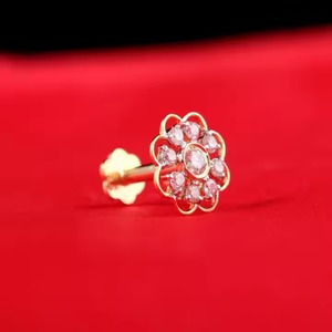 หมุดเจาะจมูกเพชรธรรมชาติสีขาวโรสโกลด์สีเหลืองทองหรูหรา14K ของขวัญงานหมั้นงานแต่งงานดีไซน์ทันสมัย - Product Image 5