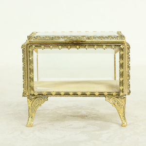 Top meilleure qualité nouveauté verre biseauté laiton bordure Rectangle anneau boucle d'oreille boîte de rangement qualité boîtes à bijoux pour mariage - Product Image 5