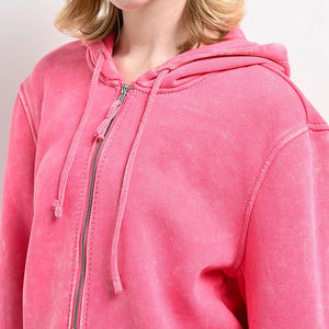 Acid Wash Hoodies Pour Femmes Top Tendance Respirant Anti Rides Hoodies Pour Femmes Drop Shoulder Femmes Hoodies 100% Coton - Product Image 4