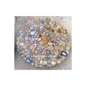 Pierre précieuse de conception moderne faite à la main belle forme ronde agate dessus de table pour l'utilisation de plusieurs types de dessus de table en agate personnalisés - Product Image 1