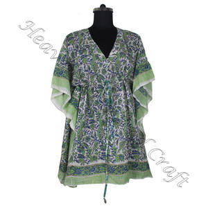 2025 100% algodón puro bohemio caftán vestido verano playa Floral estampado corto Kimono mujeres Bikini corto caftán elegante cubrir - Product Image 5