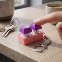 Porte-clés clavier fidget lumineux carré à 2 trous, testeur de commutateur PC, jouet de bureau anti-stress, cadeau promotionnel pour adultes atteints de TDAH