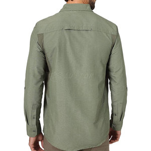 Cómodas camisas de pesca de tela de algodón suave para hombres, protección solar, camisa de trabajo de senderismo de secado rápido - Product Image 6