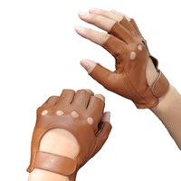Gants de conduite sans doigts pour hommes en cuir véritable de haute qualité, personnalisés, à demi-doigts, pour le cyclisme, le sport et les activités de plein air