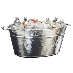 Vente en gros Seau de fête en étain martelé Seau à glace galvanisé SS Bac à boissons pour événements Accessoires pour boissons - Product Image 3