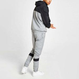 Chándal personalizado de dos piezas para hombre, chaqueta cortavientos sólida informal, pantalones apilados de poliéster escolar, cortavientos con Cremallera de nailon - Product Image 4