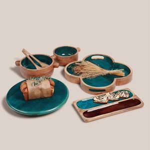 Juego de cocina de madera Bandeja de servicio Plato Hot case esmalte en madera sheeri Artesanías - Product Image 1