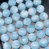 Pierres précieuses semi-précieuses naturelles de Larimar de qualité supérieure AAA, 8 mm, lisses, certifiées IGI, pour la fabrication de bijoux, pierres calibrées en vrac