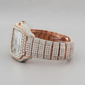 นาฬิกาสายสแตนเลสสตีลเพชรมออิสซานไนท์ประดับด้วยตัวเลขโรมันฟังก์ชั่นวันที่กดควอตซ์เคลื่อนไหวแฟชั่นสปอร์ตแซฟไฟร์ - Product Image 2