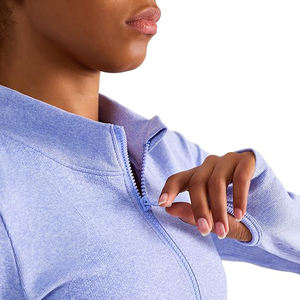 Veste d'activité douce pour femmes, fermeture éclair intégrale, haut léger, extensible, vêtements de yoga d'entraînement, confort, tissu en nylon et élasthanne - Product Image 4