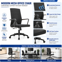 Chaise de réunion pivotante moderne à dossier moyen avec accoudoirs fixes pour bureau et espace de travail de conférence – Fournisseur
