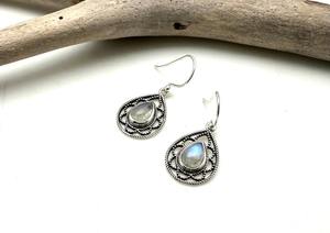 Bijoux pour femmes Boucles d'oreilles en argent style bohème Bijoux en argent sterling 925 Pierre de lune Pierre précieuse Tendance Boucles d'oreilles faites à la main Cadeau pour - Product Image 2