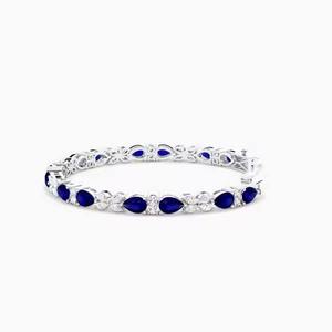 Pulsera de tenis de diamante moissanite para mujer, nuevo diseño, Diamante Azul brillante y blanco, joyería fina helada - Product Image 5