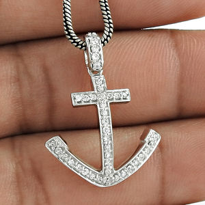 Exclusivo de moda de lujo 925 plata esterlina blanco Zirconia cúbica colgante joyería hecha a mano a precios directos de fábrica a granel - Product Image 1