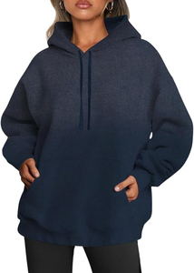 Sudadera con capucha de lana de lavado ácido Vintage de gran tamaño para mujer 2025 Streetwear con bolsillos estilo holgado para invierno - Product Image 4