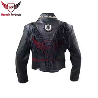 Veste de cowboy occidentale en cuir véritable Mode féminine avec perles et franges Vêtements de haute qualité fabriqués au Pakistan
