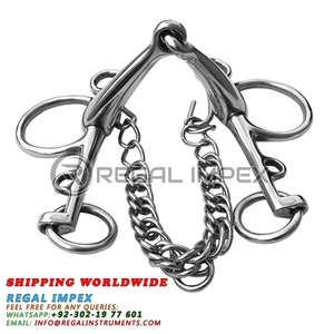 Embouchure de rênes en acier inoxydable pour cheval, embouchure articulée avec crochets et chaîne de rênes, vente en gros pour équitation et fournisseur de maréchal-ferrant - Product Image 3