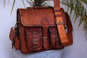 สำหรับทุกเพศ16 "กระเป๋าเมสเซนเจอร์หนังแท้สีลูกกวาดวินเทจกระเป๋าเอกสารสำนักงานขนาดใหญ่ออกแบบได้ตามต้องการสำหรับเดินทางเล่นกีฬาแล็ปท็อป - Product Image 5