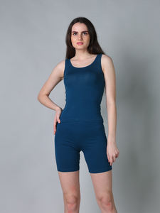 Camiseta sin mangas corta de verano Y2K para mujer Nueva camisola informal y deportiva de nailon azul petróleo hecha en la India - Product Image 5