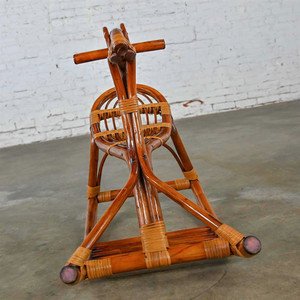 Corsa a dondolo in rattan <span class=keywords><strong>Vintage</strong></span> su animali giocattolo per bambini Baby rocker resistente sicuro in rattan cavallo a dondolo - Product Image 5