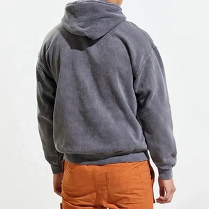 เสื้อฮู้ดดี้โอเวอร์ไซส์ผู้ชาย สีพื้น ผ้าฝ้ายฟอก เฟรนช์เทอร์รี่ สวมใส่สบาย มีกระเป๋าโลโก้ด้านหน้า เหมาะสำหรับใส่ในฤดูใบไม้ร่วง - Product Image 2