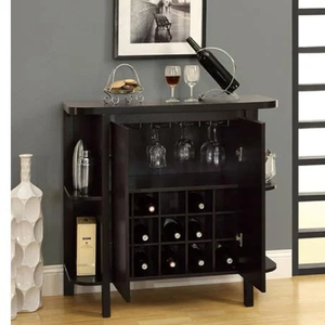 Armoire de bar compacte de la forêt noire avec étagères latérales Meubles de maison économiques avec étagère de rangement pour le salon - Product Image 1
