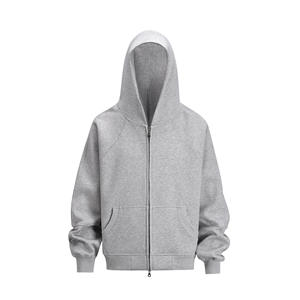Fabricant en gros de haute qualité poids lourd Y2k fermeture éclair unisexe en détresse sweat à capuche vierge coton uni 450 Gsm sweat à capuche épais - Product Image 6